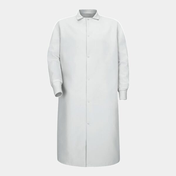 Unisex Gripper-Front Pocketless Butcher Coat With Knit Cuffs Thumbnail